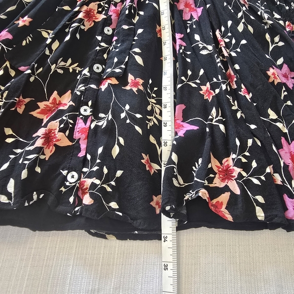 Free People Lighten Up Flowy Floral Mini Dress Large Black Pink Boho Garden - Picture 9 of 12